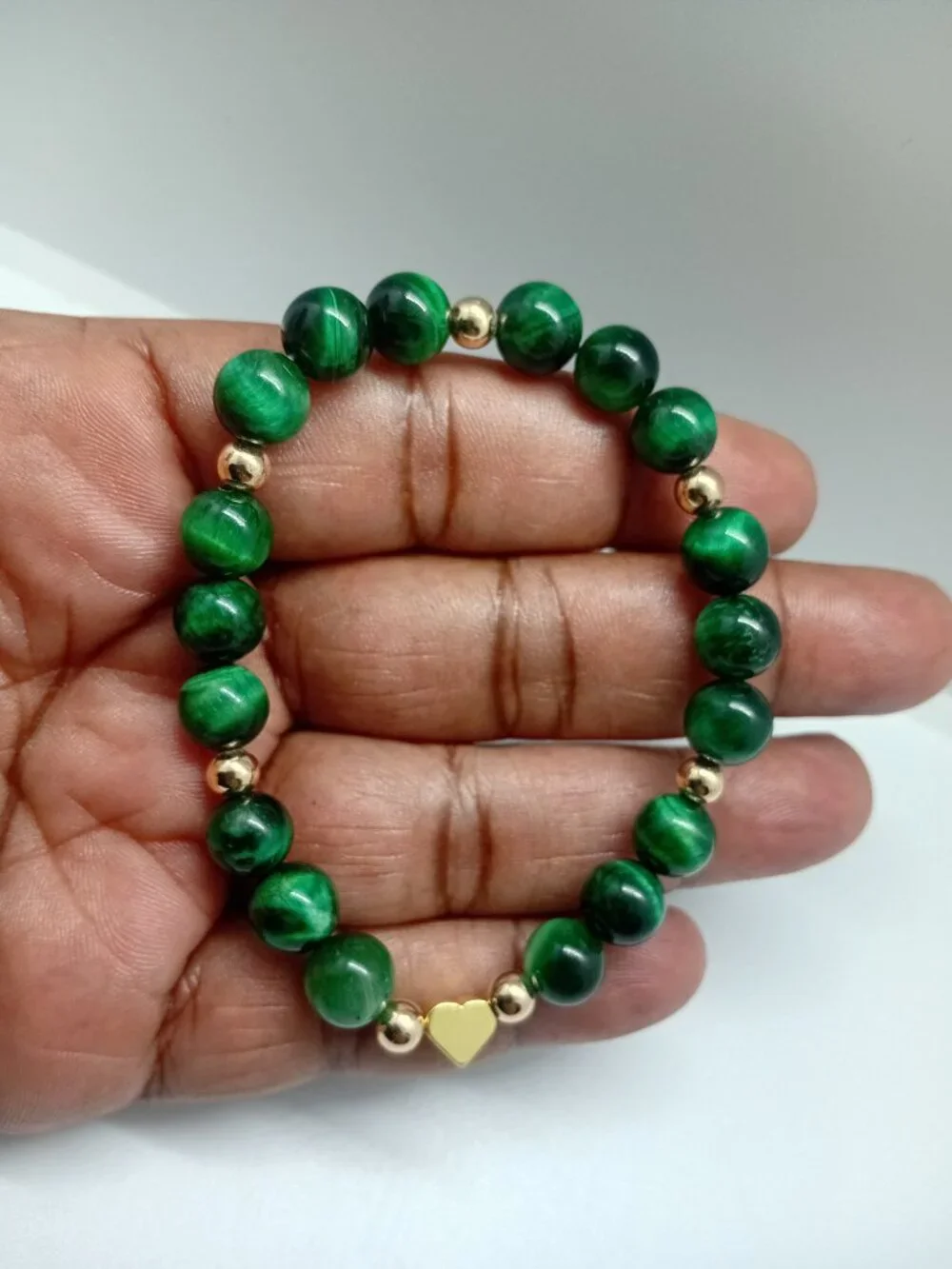 Green Tiger’s Eye & 14K Gold Filled Bracelet Wealth, Growth & Protection Energy